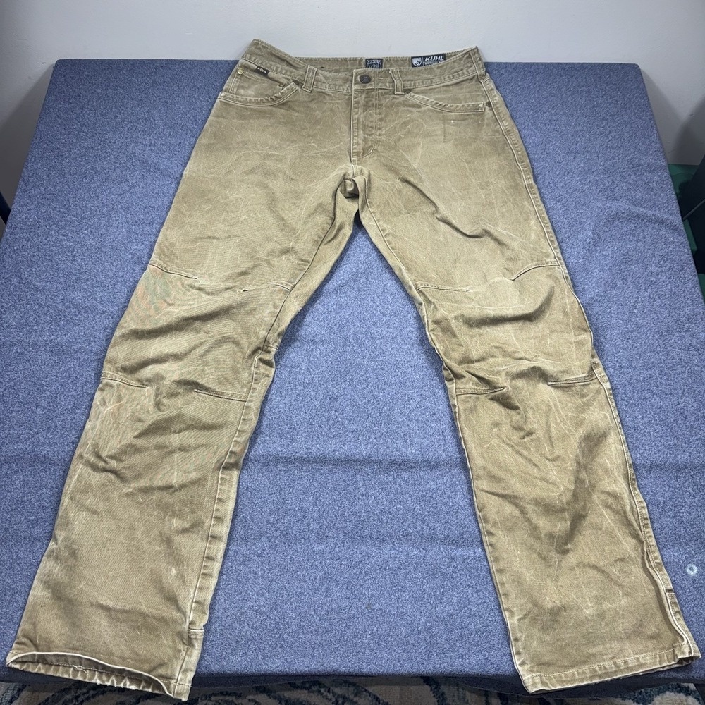 KUHL RYDR Pants Mens 32x32 Brown Vintage Patina Dye Articulated Knee Workwear